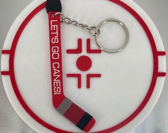 Personalized Carolina Hurricanes Hockey Stick Keychain: Double-Sided Name Tag