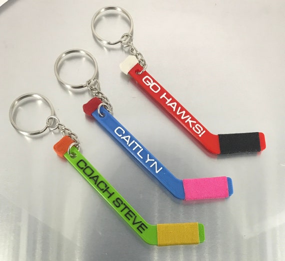 Personalized Tiny Hockey Stick Keychain Keepsake or Gift Etsy