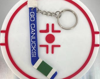 Personalized Canucks Hockey Stick Keychain: Vancouver Fan Gift