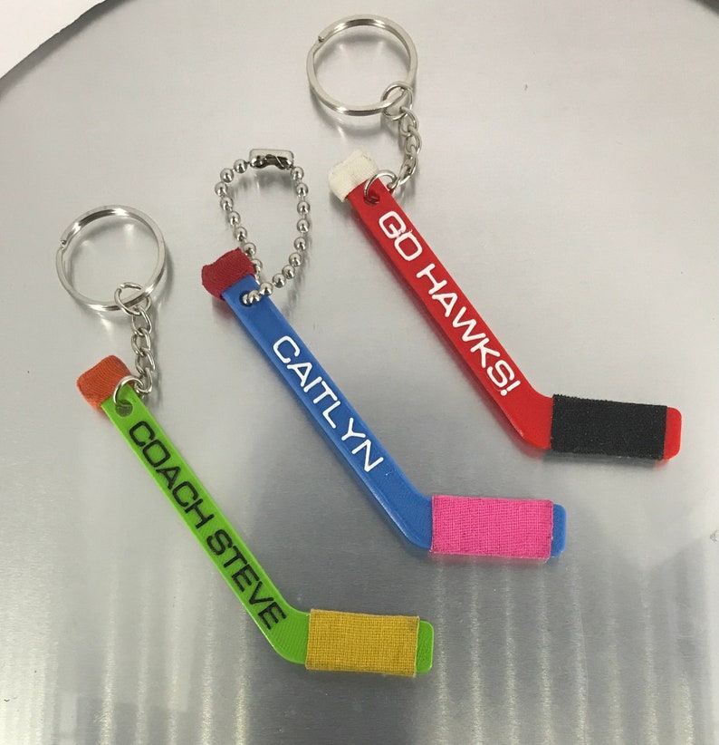 Personalized Tiny Hockey Stick Keychain, Keepsake or Gift