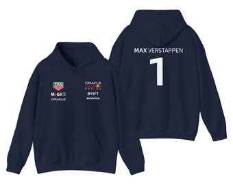 Red Bull Racing Formula 1 Team 2023 Personalized Unisex Hoodie - Customizable Max Verstappen 1 Text - F1 Gift - Red Bull Racing Fan Hoodie