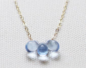 light blue teardrop necklace, modern pretty necklace, pretty little necklace, alternative bridal jewelry - "first light" handmade necklace