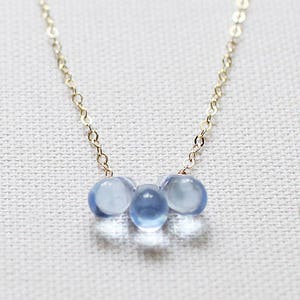 light blue teardrop necklace, modern pretty necklace, pretty little necklace, alternative bridal jewelry first light handmade necklace image 1