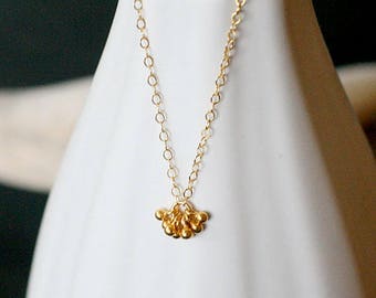 tiny gold necklace, gold filled necklace, tiny charm necklace, dainty layering necklace for her, teeny tiny gold necklace, "pelota" necklace