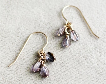 romantic plum colored earrings - earrings for women, purple beaded earrings, dangle earrings, gift for her - "fräulein" earrings in plum