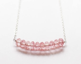 heron in rose - faceted gemstone necklace