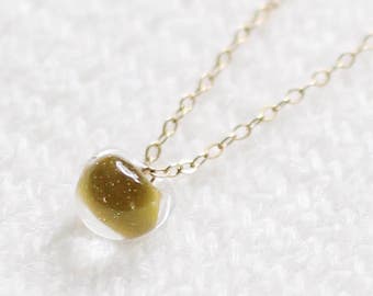 glass bead pendant necklace - "kerry" necklace in moss green