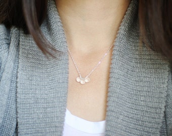 sterling silver necklace - frosted clear beaded necklace - "just the beginning"