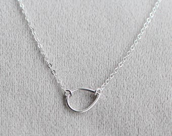 sterling silver teardrop necklace - geometric teardrop charm necklace - "the year of wonder" everyday necklace - modern minimalist handmade