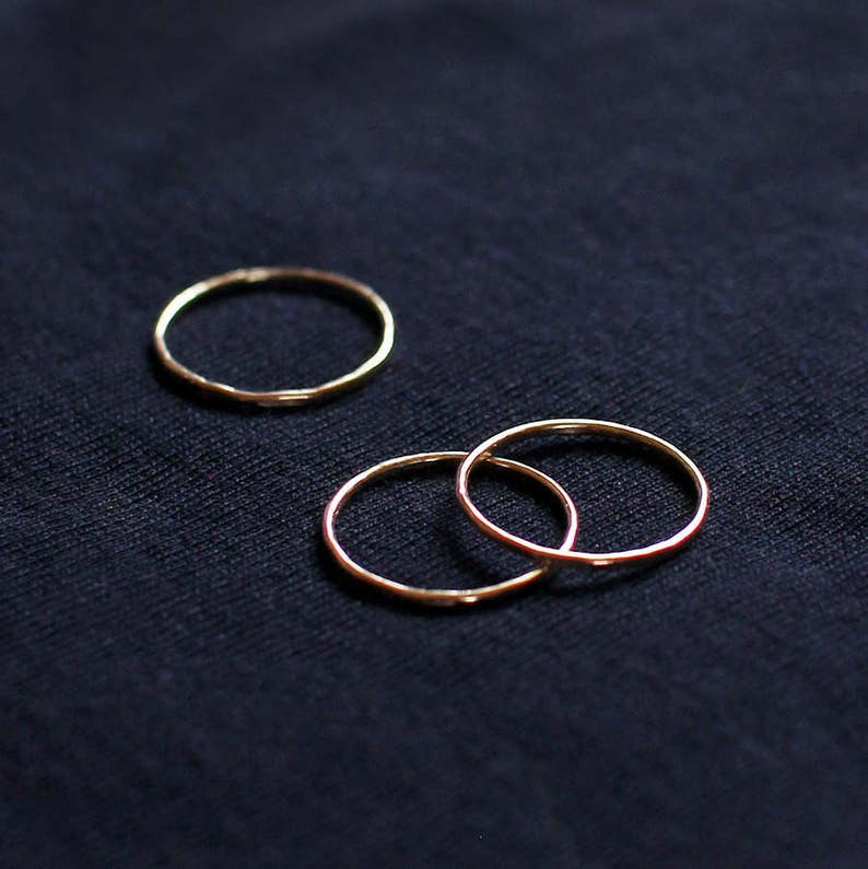thin 14k gold fill ring dainty simple stacking band linea ring by elephantine image 3