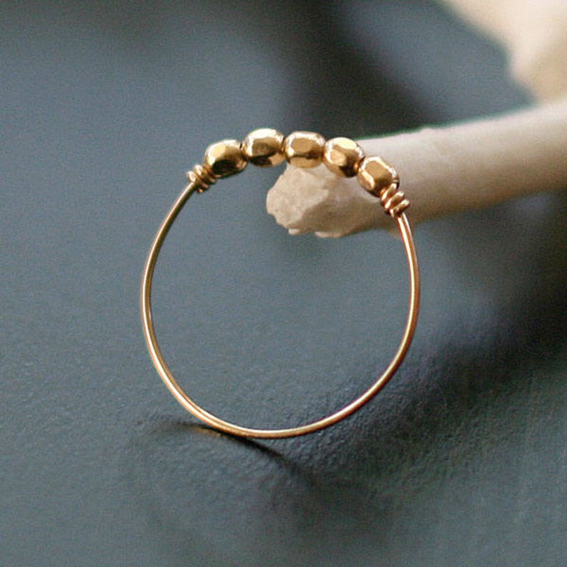 Gold and Silver Stacking Ring Set, Light Beaded Rings, Mixed Metal Jewelry, Super Thin Modern Rings, Libra Ring Set by Elephantine image 3