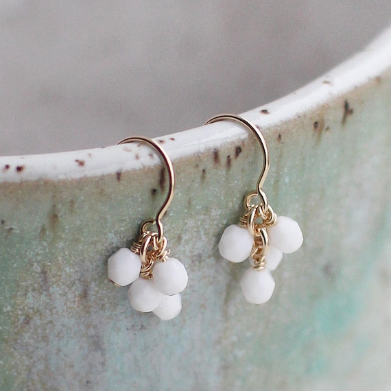 Lucky Earrings in White Simple White Earrings Opaque White