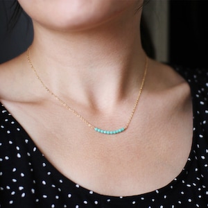 bridesmaid necklace 14k gold filled, sterling silver, dainty beaded necklace, wedding gift, available in mint turquoise blush teal & more image 2