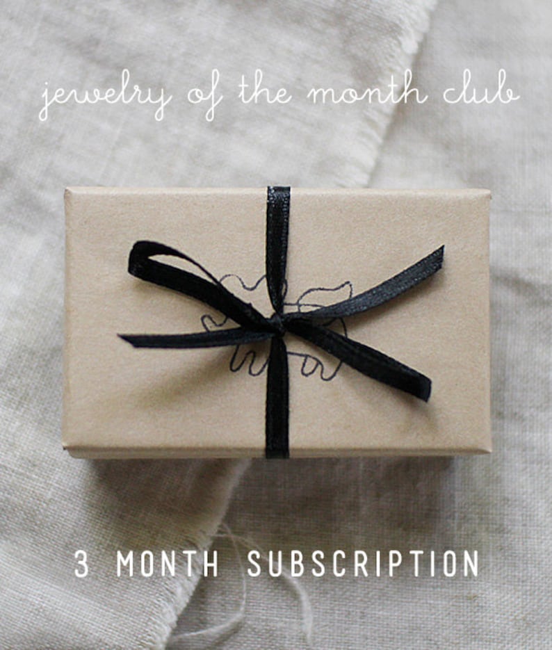 subscription box jewelry of the month club, 3 month subscription, gift for her, surprise gift, subscription box for women, jewelry club image 1