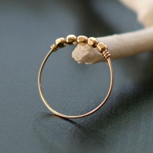 Minimalist 14k Gold-Filled Ring, Delicate Gold Beaded Ring, Ultra Thin Stacking Ring, Libra Ring by Elephantine image 2