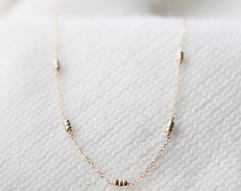 long dainty gold necklace - gift for her - "maya" beaded necklace
