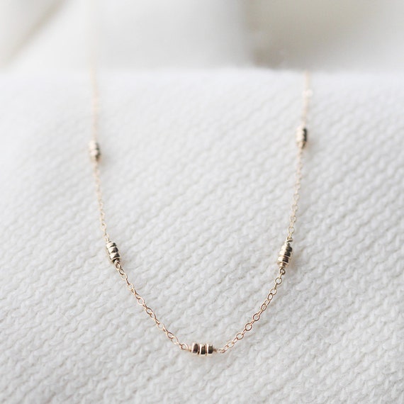 long dainty gold necklace - gift for her - "maya" beaded necklace