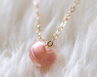 kerry in blush - gold and glass necklace by elephantine