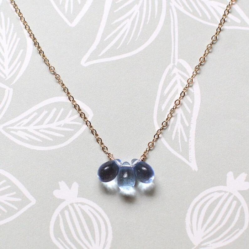 light blue teardrop necklace, modern pretty necklace, pretty little necklace, alternative bridal jewelry first light handmade necklace image 2