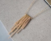 l'amour necklace - boho 14k goldfill fringe handmade necklace - layered gold jewelry