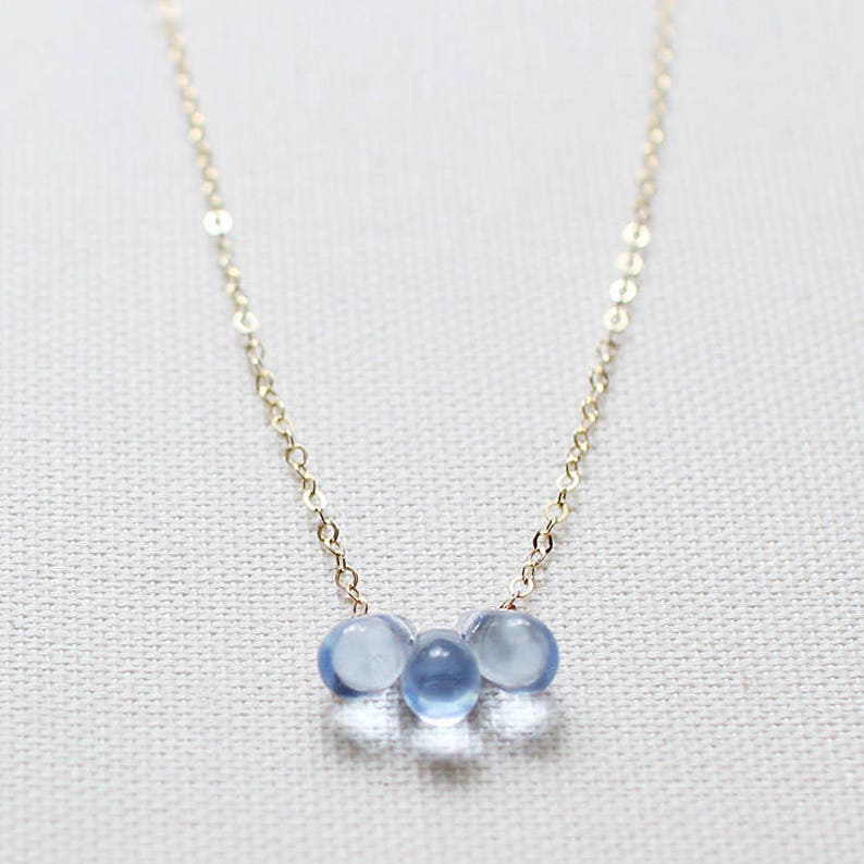 light blue teardrop necklace, modern pretty necklace, pretty little necklace, alternative bridal jewelry first light handmade necklace image 1