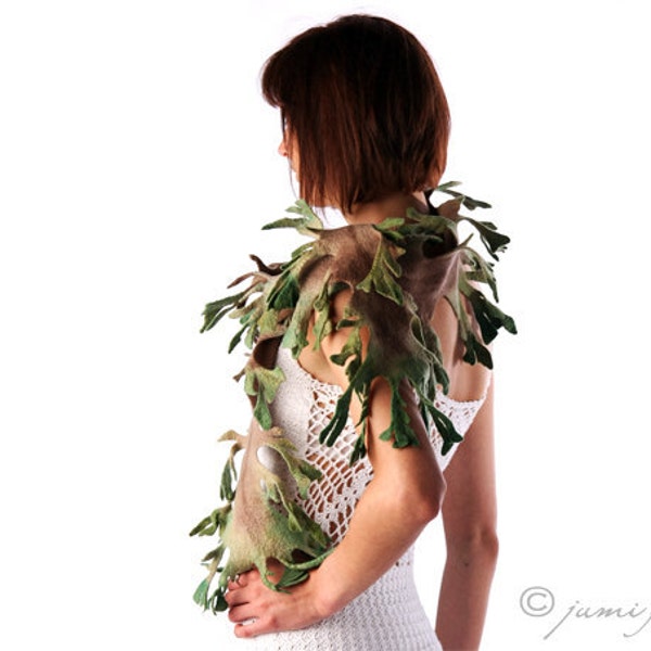 HOT Summer  Sale - Scarf Summer Leaf - Hand felted shawl - Ready to ship