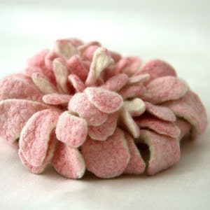 Flower Brooch Hand felted Dahlia White and Pink Large flower brooch image 2