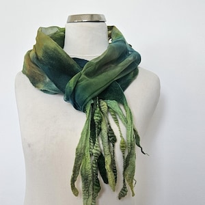 Shawl, Felted scarf, women&#39;s Wool Scarf, Chunky Scarf, Green colours Shawl, Christmas gift for women, Gift for Wife