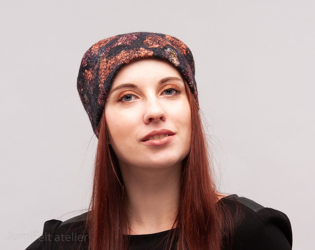Slouchy Winter Hat, Felt Hat, Merino Wool Slouchy Beanie Hat, Outdoor