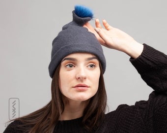 Hat - Felt Hat - Grey Blue color - Soft merino wool