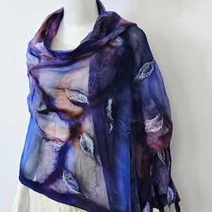 Felted scarf, Women&#39;s Wool Scarf, Chunky Scarf, Multi-coloured Shawl, Christmas gift for women, Gift for Wife