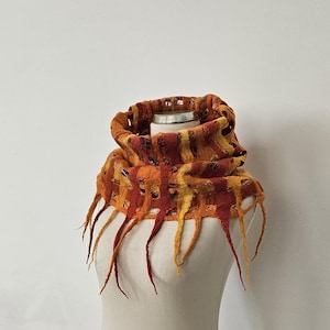 Tube Scarf, Felt snood,Felted Collar, Loop scarf, Wool Infinity Scarf, Wrap Scarf, Hooded Scarf, Multicolor Snood, Gift under 50