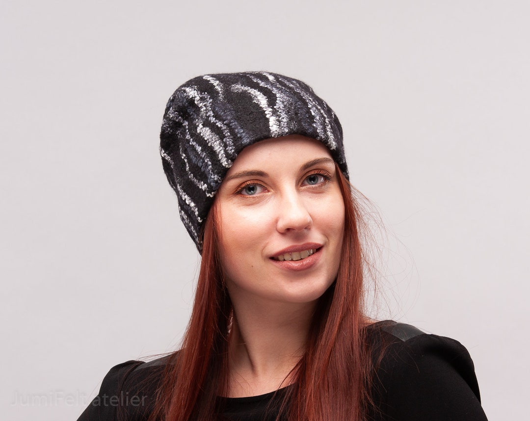 Slouchy Winter Hat, Felt Hat, Merino Wool Slouchy Beanie Hat, Outdoor