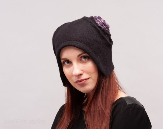 Felt Hat, Felted Hat With Earflaps, Wool Hat, Winter Hat, Handmade