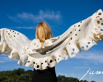 Nuno felted shawl, Milk white shawl, wool scarf, wedding shawl