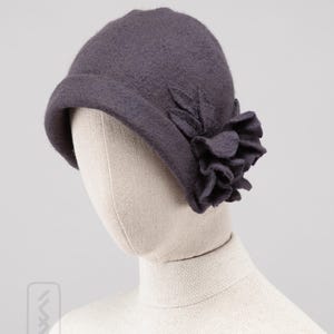 Grey cloche, Felt Hat, Grey Merino wool hat, Designer hat, Grey wool hat, Cosy hat, Felted cloche wool hat