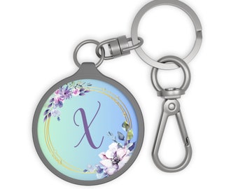 Étiquette florale lettre X pour porte-clés