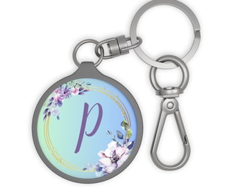 Étiquette florale pour porte-clés lettre P