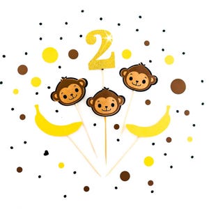 Monkey party toppers, Little Monkey party, Wild animal party, Wild one party, Monkey cupcake toppers, Monkeys jumping on the bed, Monkey