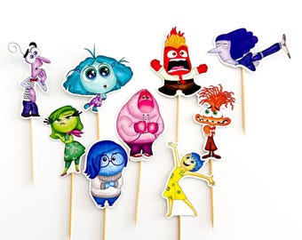 9 Inside Out Toppers, Inside out party, Inside Out birthday, Inside Out treats, Inside Out favors, Inside Out Movie party, Inside Out