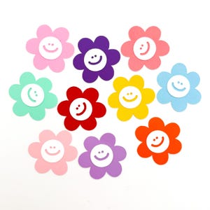 Smiley flower die cuts, Flower party, Flower party crafts, Flowers, paper flowers, flower party Flower shower, flower power die cuts, flower