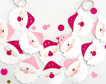 Pink Santa banner, Pink Christmas, Pink Santa decorations, Pink Santa birthday, Pink Santa party, Cute Pink Christmas, Pink Christmas banner