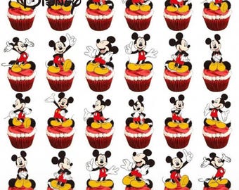24 Mickey Mouse toppers, Mickey Mouse cupcakes, Mickey Mouse birthday, Mickey Mouse party, Mickey Mouse decorations, Mickey party, Mickey