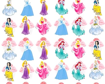 24 Princess toppers, Princess party, Princess cupcakes, Princes Cake, Princess birthday party, Princess, Princess favors, Princess decor