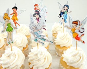 Glitter fairy toppers, Tinkerbell and friends, Fairy cupcakes, Glitter fairy birthday party, Glitter fairies, Fairy party favors, Fairies