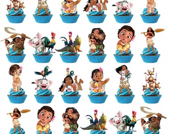 24 Moana Cupcake Toppers, Birthday Party Picks (24 Pack), Moana party, Moana favors, Moana cupcakes, Moana birthday, Moana favors