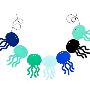 Blue Jellyfish party, Blue Jellyfish birthday, Jellyfish banner, Jellyfish garland, Jellyfish garland, Jellyfish party, Jellyfish decoration