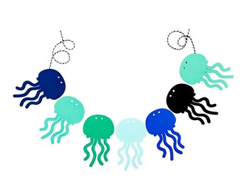 Blue Jellyfish party, Blue Jellyfish birthday, Jellyfish banner, Jellyfish garland, Jellyfish garland, Jellyfish party, Jellyfish decoration
