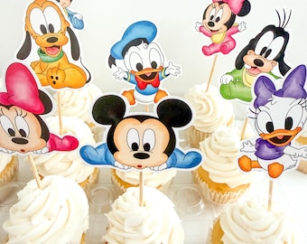 8 Baby Minnie Mickey toppers, Baby Mickey and Friends, Baby Mickey and friends shower, Baby Mickey and Friends Birthday, Mickey Minnie