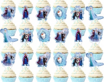 24 Frozen Toppers, Frozen Birthday, Frozen party, Elsa party, Anna party, Frozen cupcakes, Frozen party favors, Frozen decorations, Frozen
